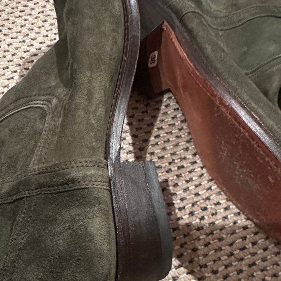 Olive Green Suede Knee-High Boots - Picture 8 of 8